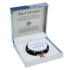 Homewares: Black Obsidian Rose Glod Duo Bracelet