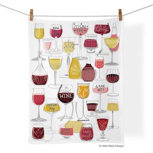 Homewares: Wine Time 100% Cotton Tea Towel