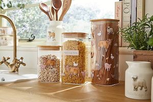 Buttercup Farm Glass Jar with Push Bamboo Lid Assorted Sizes