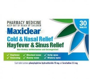 Cold Flu: Maxiclear Cold & Nasal Relief Hayfever & Sinus Relief Tablets 30 - Maximum of 1 per order