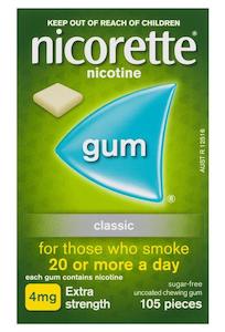 Smokng Cessation Gums: Nicorette Nicotine Gum 4mg Classic 105