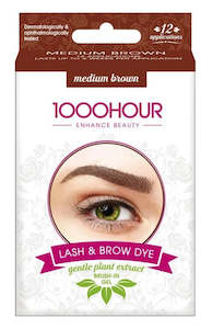 1000 Hour Eyelash & Brow Dye Kit Medium Brown 12 Applications