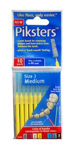 Piksters Interdental Brushes Size 3 Yellow Medium 1.0mm Tapered 10