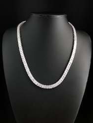 Baguette Tennis Chain - White Gold