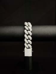 20mm Baguette Cuban Bracelet - White Gold