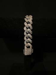 18mm iced cuban bracelet - white gold