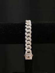 925 Silver 12mm Iced Cuban Bracelet