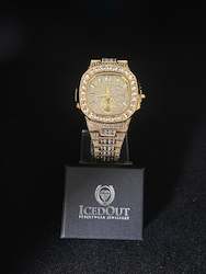 IcedOut Baguette Watch - Gold