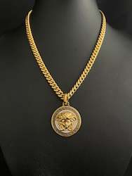 IcedOut Medusa pendant - Gold Black Trim