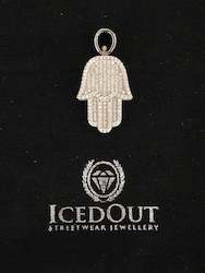 Iced Hamsa Pendant 925 Silver