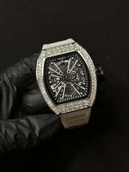 IcedOut Elite Baguette Watch - white ice