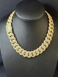 22mm Bevelled IcedOut Chain - Gold