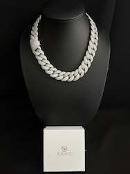 22mm Bevelled IcedOut Cuban Chain - White gold