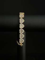 Heart Cluster Tennis Bracelet Gold