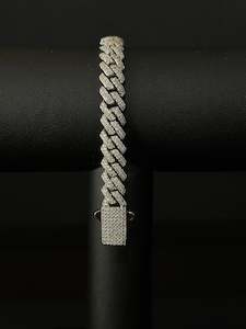 8MM Iced Maiami Bracelet - White Gold