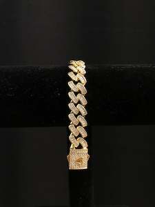 12MM Cuban Baguette Bracelet - Gold