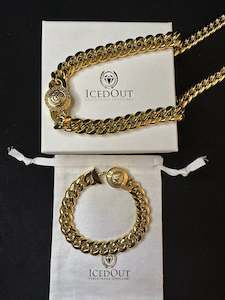 12mm Lion Clasp Cuban Combo - Gold