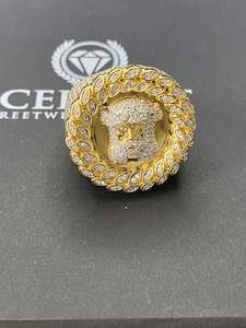 Iced Out Jesus Face Gold Ring