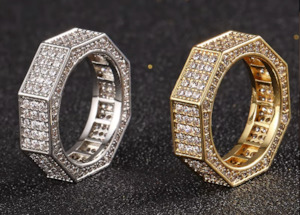 Iced Out Octagon Finger Band Ring