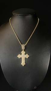 Gold Cross Pendant Necklace - Iced Out with Premium Detailing