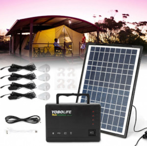 Portable Power Station with Solar Panel Kit and 4 Bulbs