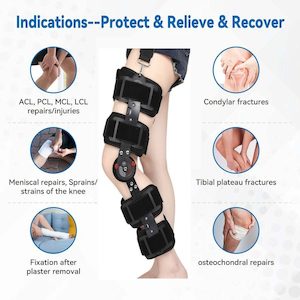 Hinged ROM Knee Brace, Post Op Knee Brace for Recovery Stabilization