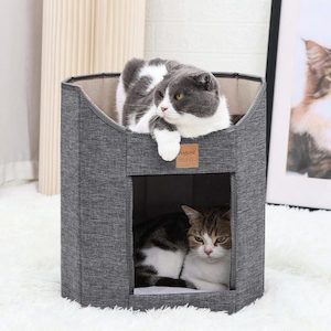 2-Storey Cat House for Indoor Cats Bed, Cat House for Indoor Cats