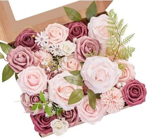 Roses Artificial Flowers Dusty ROSE Bouquets Box Set