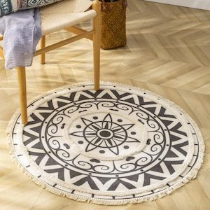 Round Area Rug 120cm, Washable Area Rug for Living Room Bedroom Kitchen Bathroom