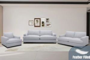 GOODWIN Feather Filled Sectional Sofa - Dust, Water & Oil resistant (Light Grey)