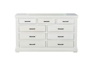 BICTON 9-Drawer Dresser with Mirror (White) - Dresser Only