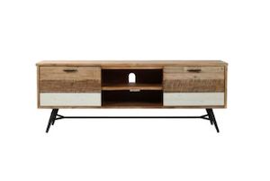 Furniture: LEAMAN 2-Drawer Solid Acacia Wood Bedside Table