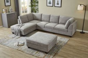 Furniture: LIBERTY Premium Sectional Sofa with Ottoman (Dark Grey)