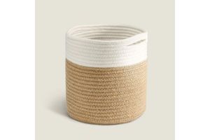 JUTE Rope Plant Basket/Storage Organiser (White & Natural)