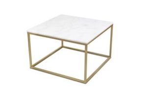 AYDAN Nesting Side Table with White Marble Top and Gold Legs