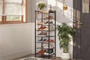 Furniture: EUAN 140x41cm 10-Tier Narrow Shelf/Shoe Rack