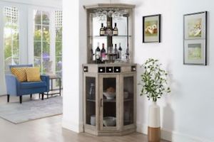 HAAKEN Corner Oak Bar Buffet & Hutch (White)