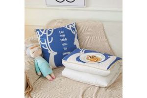 2-in-1 Multifunction Throw Pillow & Cotton Blanket/Quilt - Large Size (Blue)