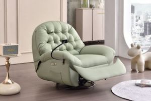 Furniture: BAVA 360° Swivel Power Recliner Lounge Chair with Mobile Holder (Beige)