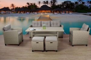 Furniture: ALBANY Sectional Outdoor Dining Wicker Sofa Set