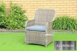 Furniture: KAPSTADT 7PC Half-Round Wicker Dining Set (ALUMINIUM FRAME)