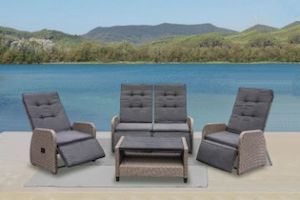 Furniture: SOLARA Aluminium Frame Outdoor Lounge Daybed with Canopy