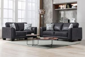 CAMILLA 3/2 Seater Air Leather Sofa Range (Grey)