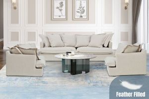 Furniture: SPENCER 3/2/1 Seater Feather-Filled Fabric Sofa Range