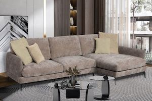 PALERMO Fabric Sectional Sofa (Brown)