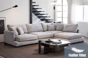 WONDERLAND Feather-Filled Fabric Sectional Sofa