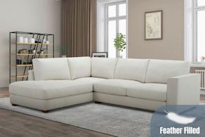 HEARTLAND Feather Filled Fabric Sectional Sofa