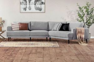 BIANCA Angular Chaise Sofa (Light Grey)