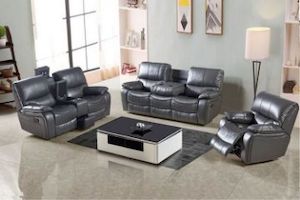 PASADENA Reclining Sofa Range in Air Leather (Black)