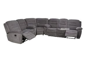 Furniture: NAPOLI Manual Recliner Corner Sofa (Grey)